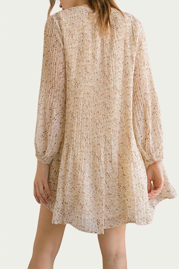 FLORAL-PRINT CHIFFON TUNIC MINI DRESS IN CREAM FLORAL, Cream Floral / Beige, alternate image number 2