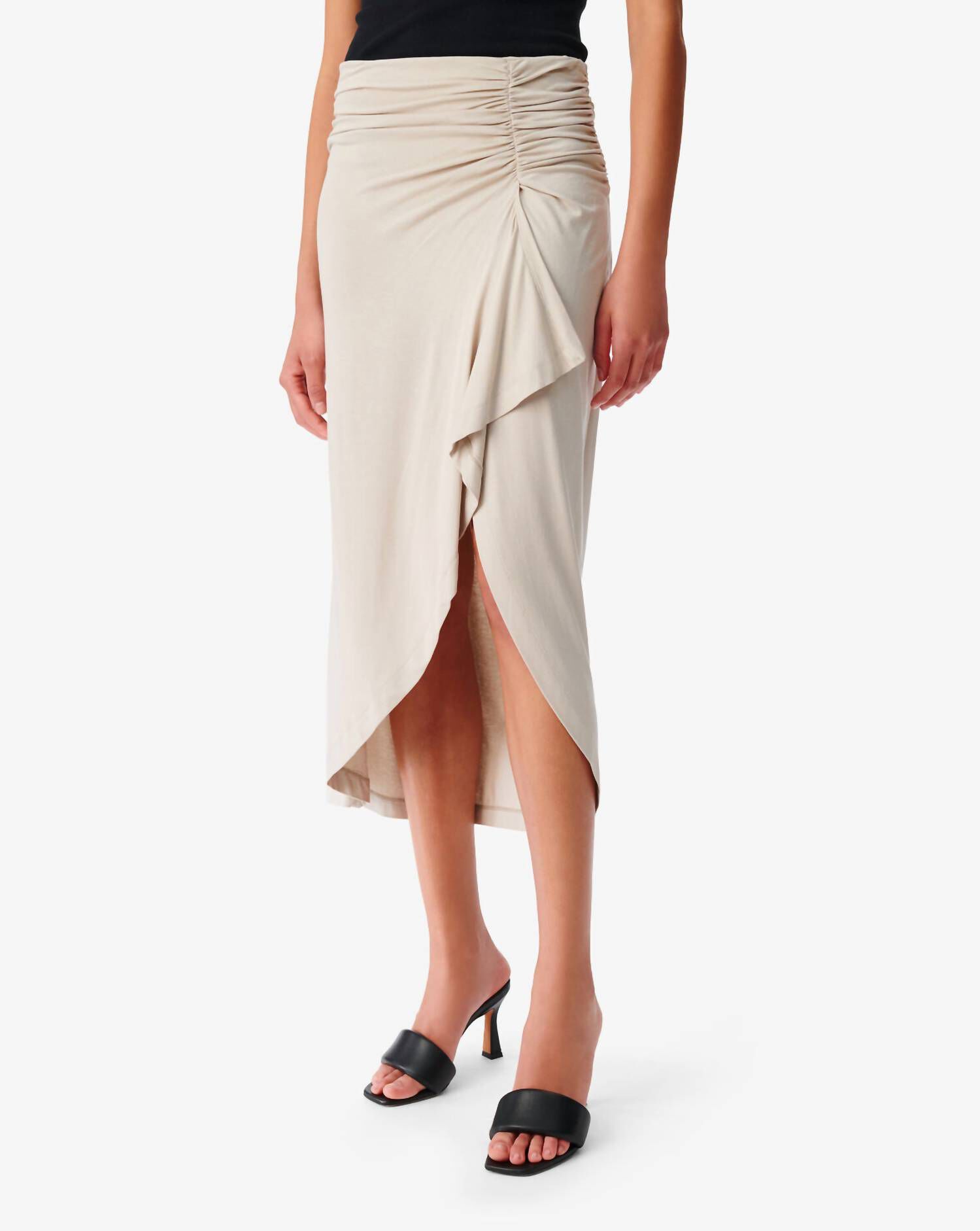KALES RUFFLED MIDI SKIRT IN GREIGE, Greige / Beige, hi-res image number 0