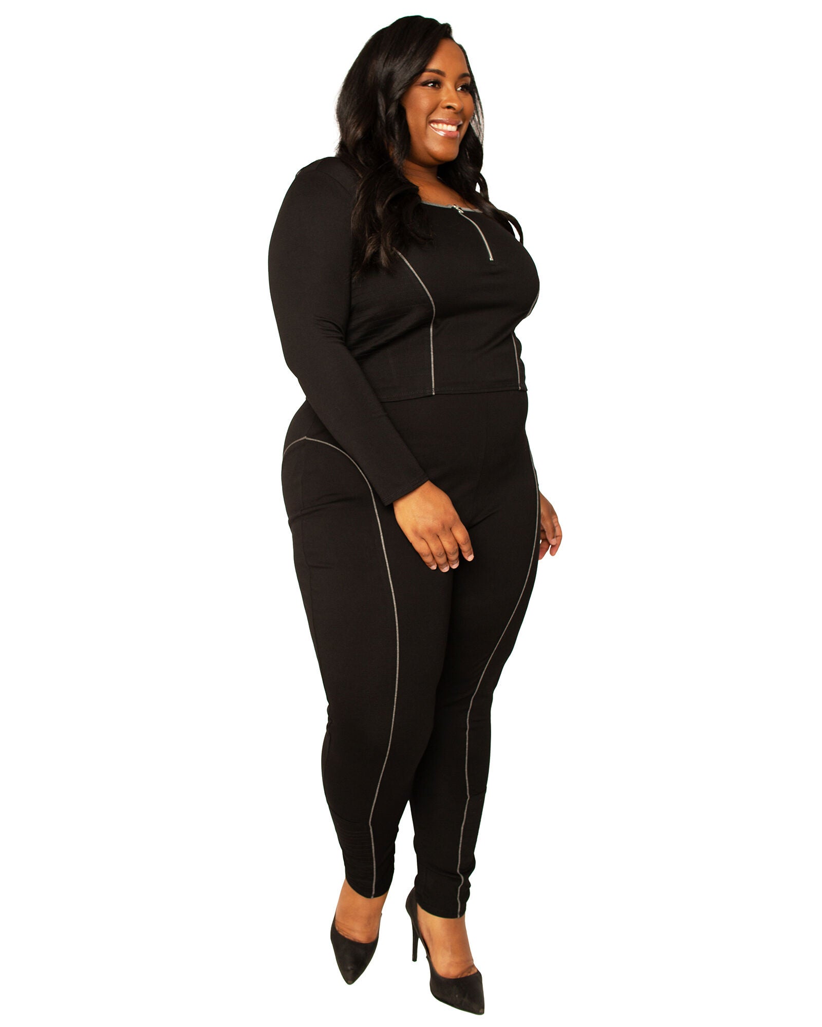 Coco Square Zip Moto Top, BLACK / Black, alternate image number 2