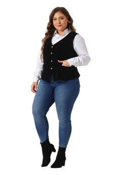 VELVET BUTTON DOWN V NECK SUIT VEST WAISTCOAT