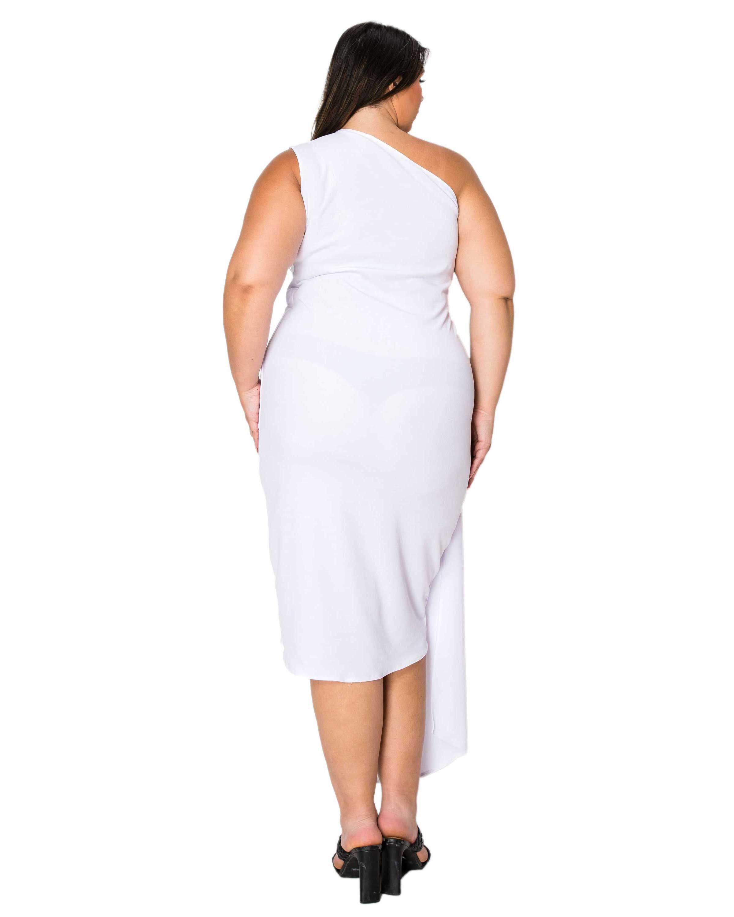 ESME FRONT DRAPED SASH DRESS, White / White, alternate image number 2