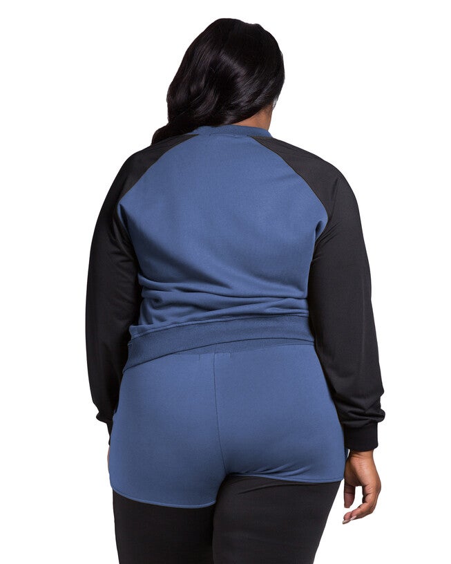 Billie Women's Plus Size Zip Up Conrast Blocked Sweatshirt Jacket, , alternate image number 6