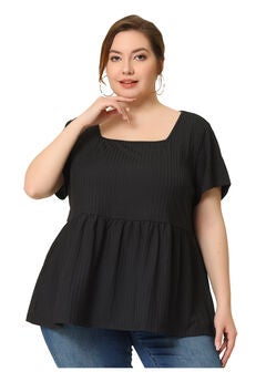 Babydoll Top Summer Peplum Short Sleeve Summer Oversized Tunic Blouse