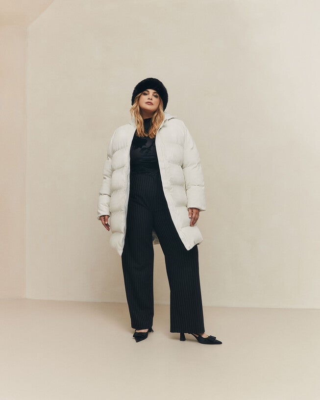 White Faux Leather Puffer Coat, White / White, alternate image number 4