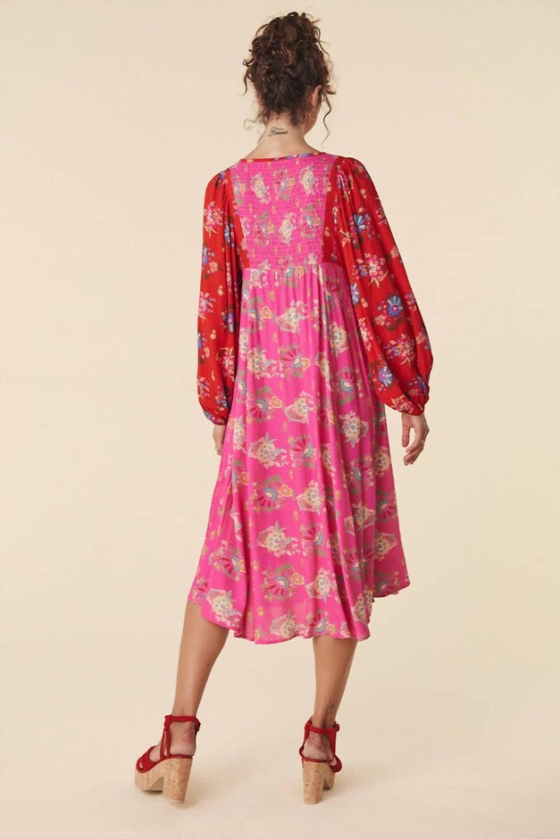 SOLSTICE BOHO MIDI DRESS IN SALSA ROSE, Salsa Rose / Pink, alternate image number 2