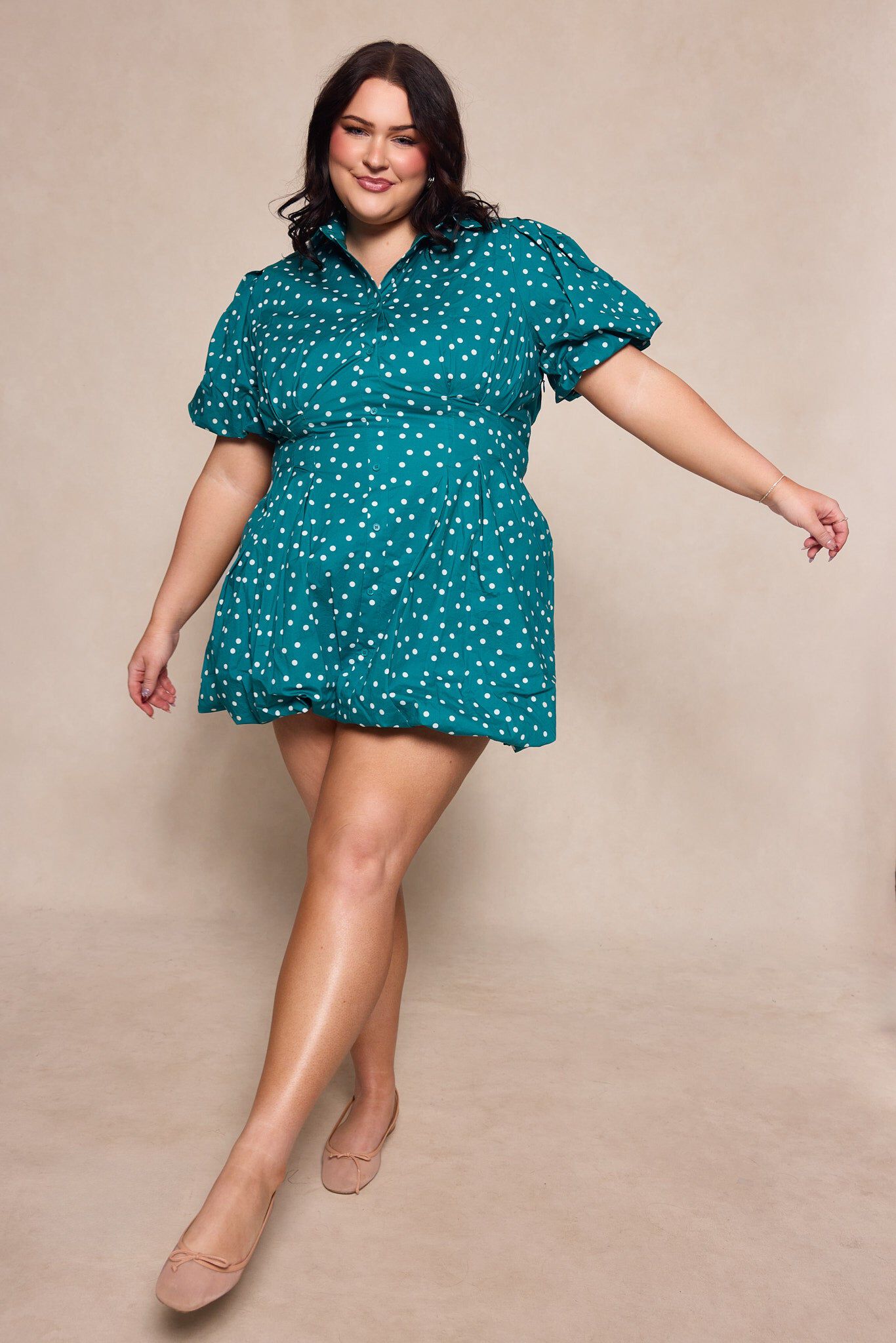 Cody Dress, Deep Teal Polka Dot / Teal, hi-res image number 0