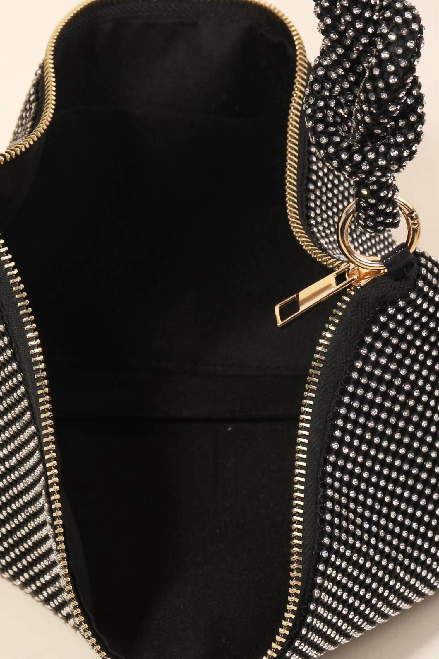 Women'S Rhinestone Studded Hobo Bag in Black, , alternate image number 3