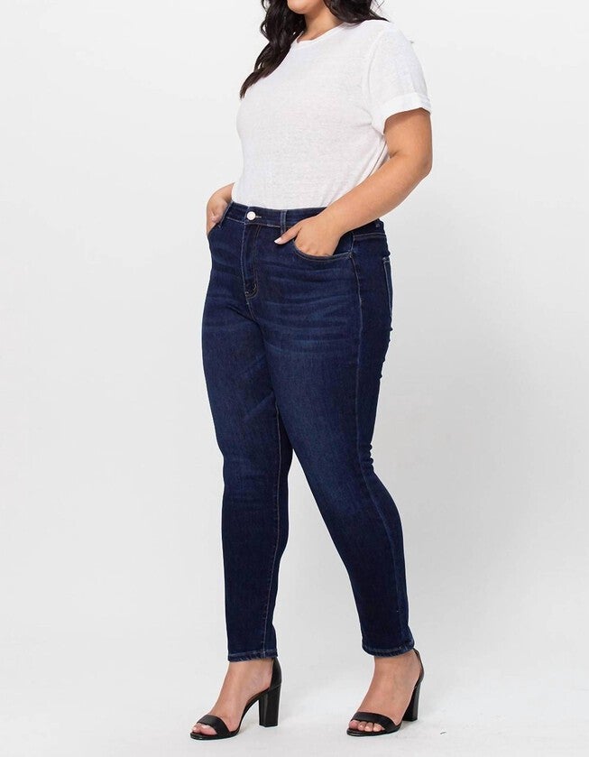 HIGH RISE ANKLE SKINNY JEANS IN DARK WASH, Dark Wash / Dark Wash, alternate image number 2