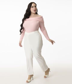Unique Vintage Plus Size 1960s White Cigarette Pants