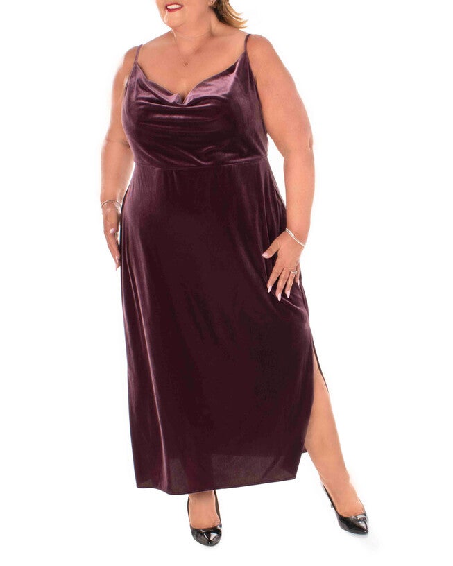 SOLID STRETCH VELVET BODICE LINED DRESS, WINE TASTING / Burgundy, hi-res image number 0