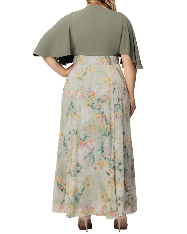 Avisa A-Line Evening Gown, SAGE FLORAL PRINT / Sage Green, alternate image number 1