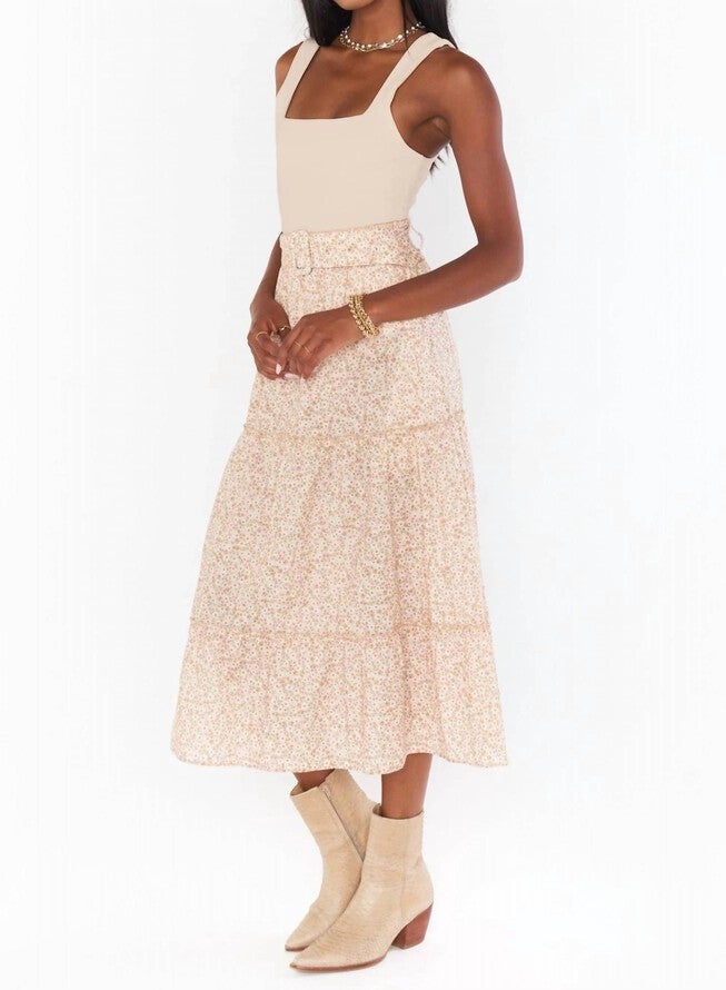 MILEY MIDI SKIRT IN DITSY DAISY, Ditsy Daisy / White, hi-res image number null