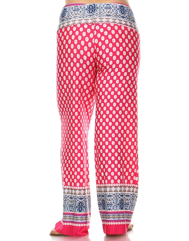 Printed Polka Palazzo Pants, Fuchsia White / Pink, alternate image number null
