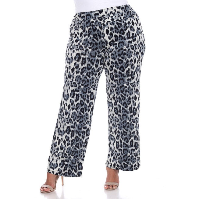 Cheetah Print Palazzo Pants, Grey Cheetah / Charcoal Grey, hi-res image number 0