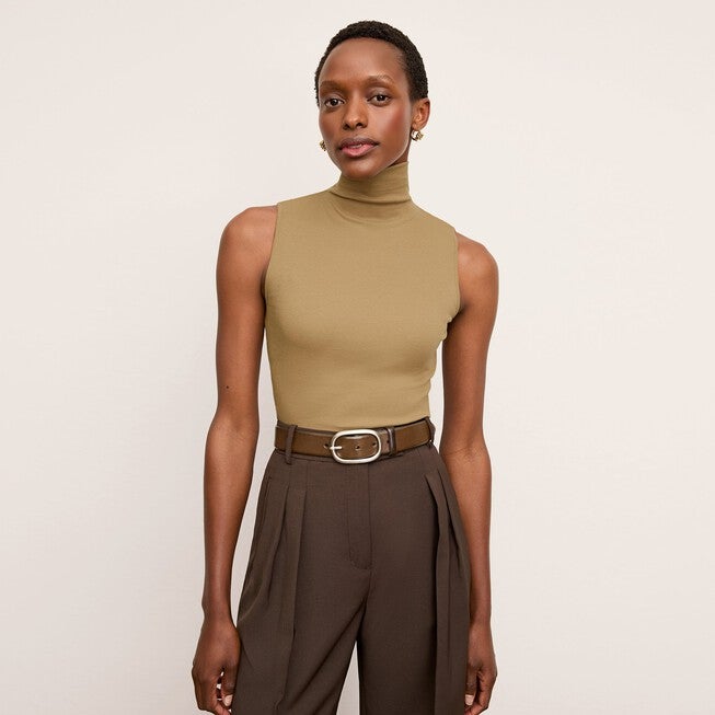 Jett Tank - Organic Ribbed Pima Cotton, Saddle / Brown, hi-res image number 0