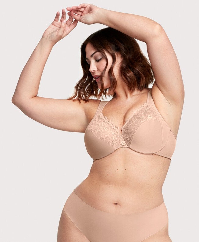 Low Cut WonderWire Lace Bra, Cafe / Tan, alternate image number 1