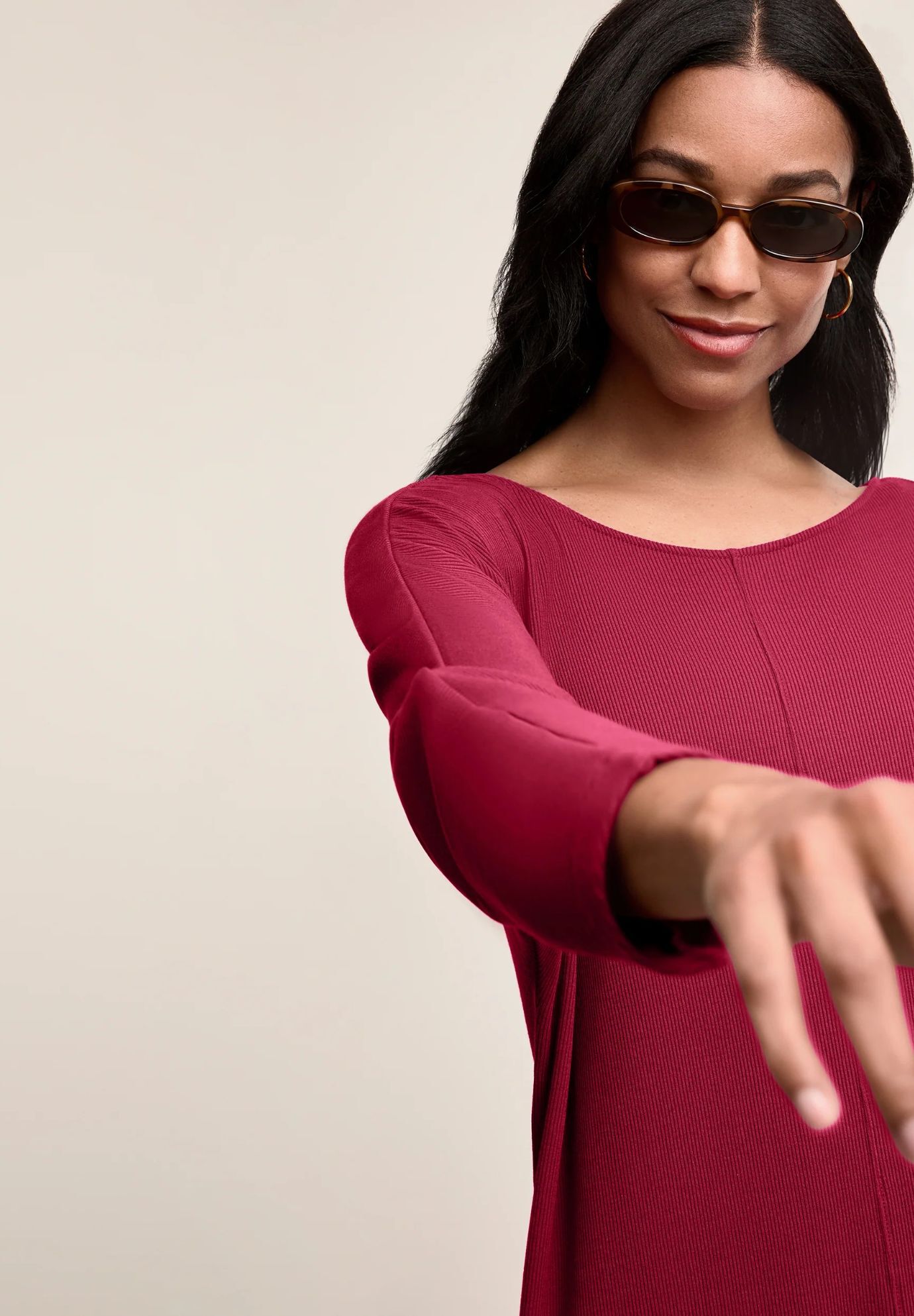 Ivana Toss-On Dress - Plush Pima, Dark Fuchsia / Deep Fuchsia, alternate image number 3