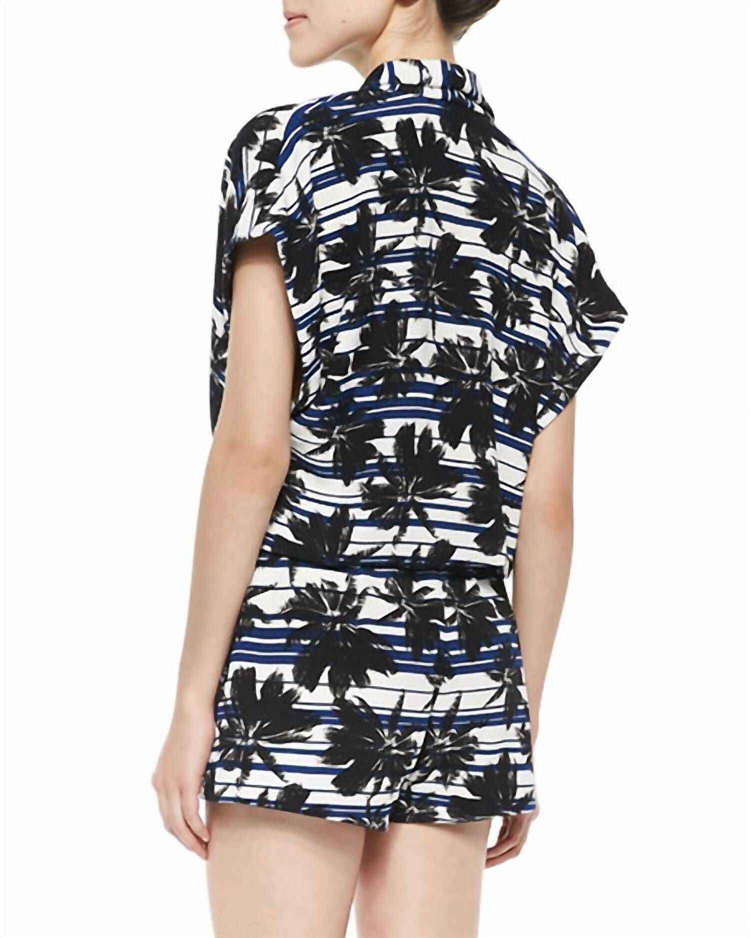 CROSS OVER ROMPER IN MARINE STRIPE, Marine Stripe / Black, alternate image number 2