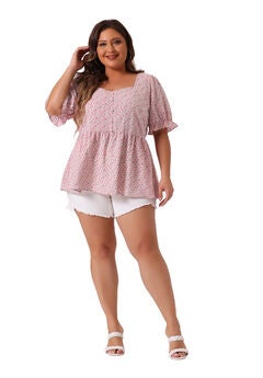 Sweetheart Neck Floral Peplum Top
