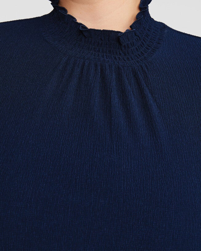 Zinnia Shirred Top, Navy / Navy, alternate image number null