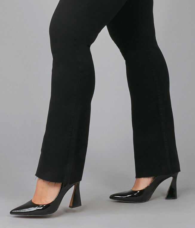 Women's BILLIE-BLK High Rise Bootcut Jeans, Black / Black, alternate image number 2