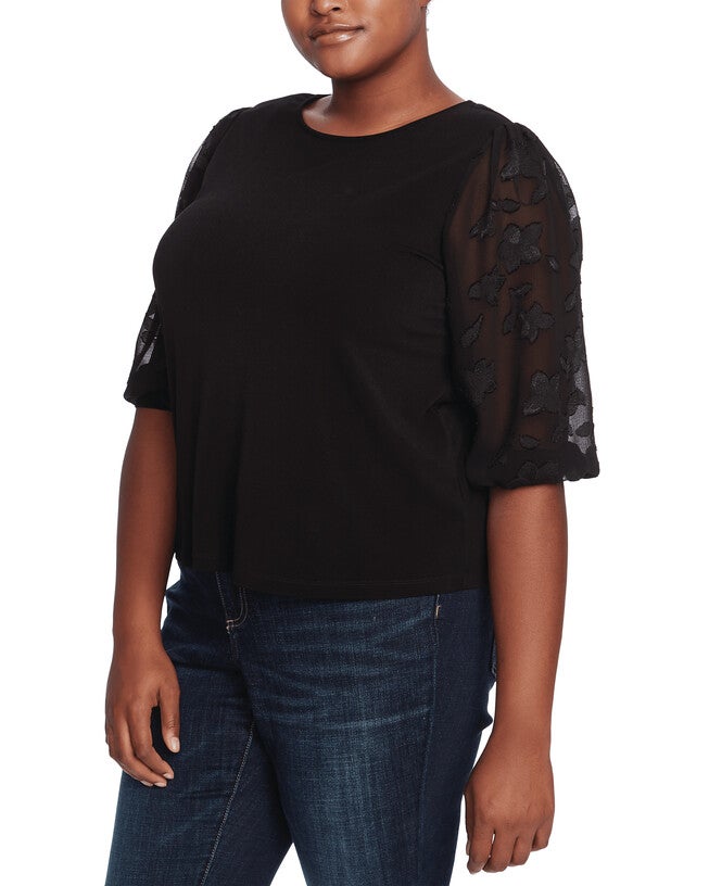 VOLUMINIOUS LACE SLV KNIT, 060RICH BLACK / Black, alternate image number 2