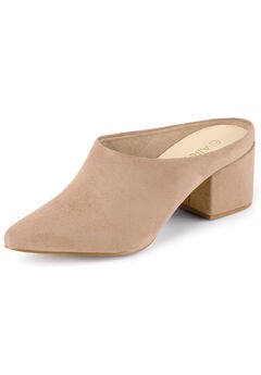 Pointed Toe Slip On Block Heel Slide Mules