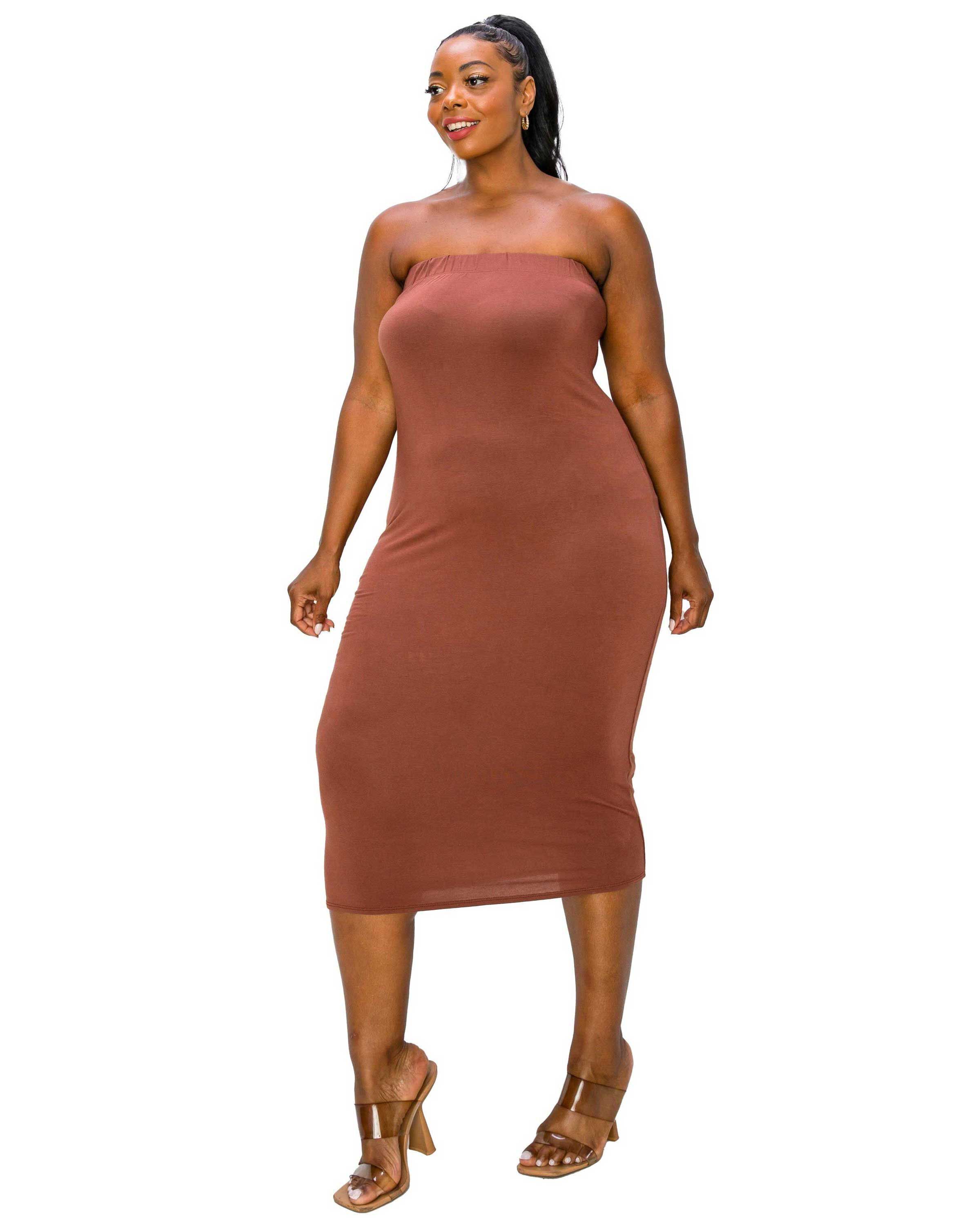 WILLOW TUBE DRESS, Toffee / Brown, alternate image number 2