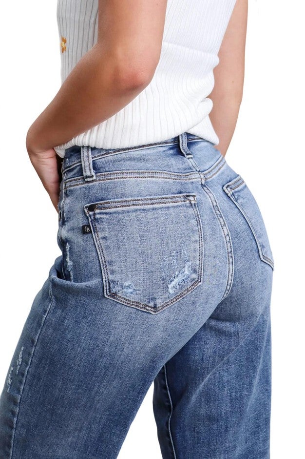 WIDE LEG CROPPED JEANS IN BLUE, , alternate image number 8