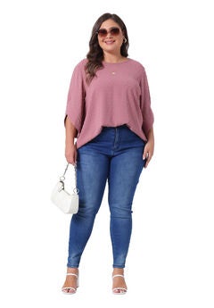 Round Neck Petal Sleeve Swiss Dots Blouse Top