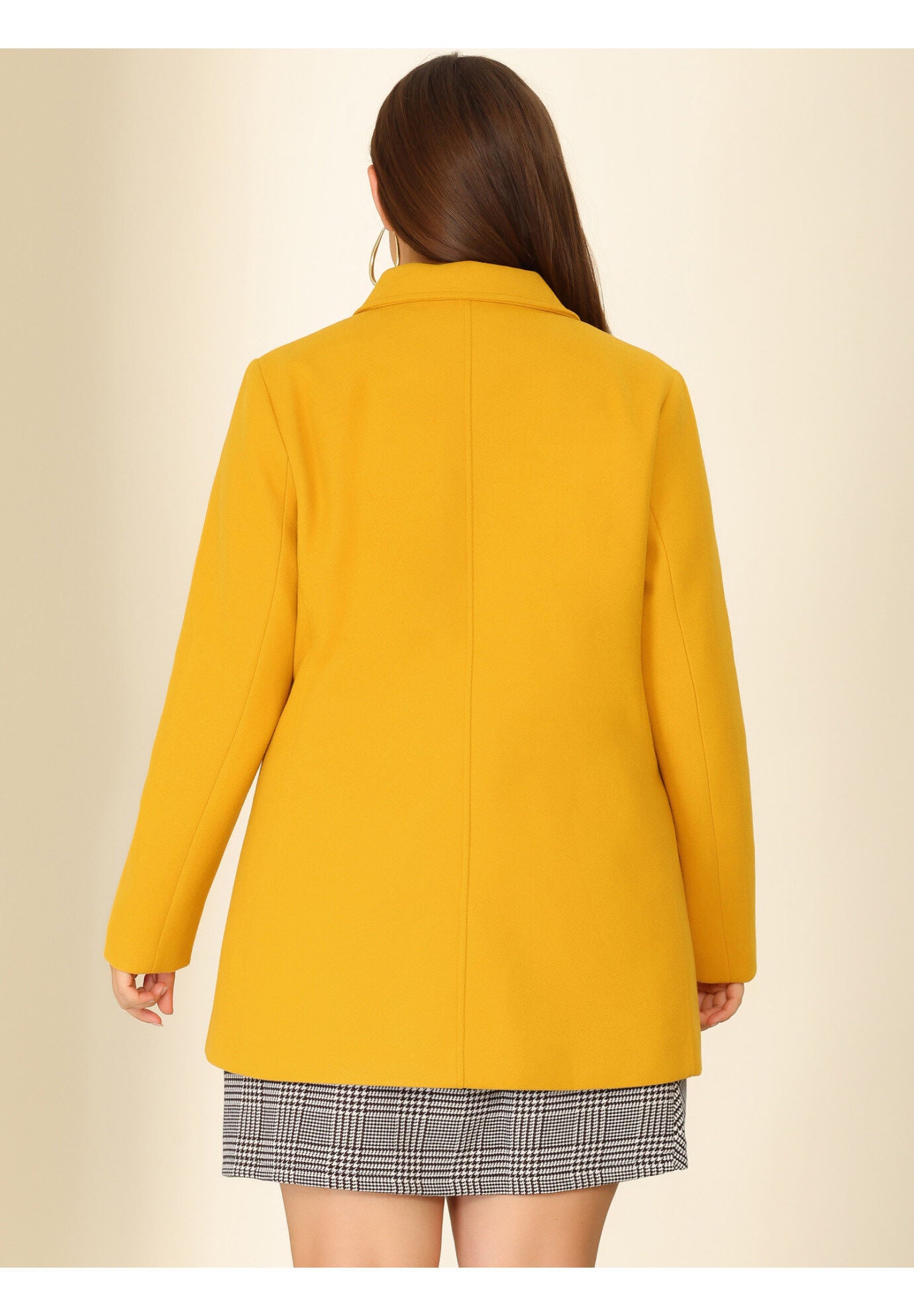 NOTCHED LAPEL DOUBLE BREASTED COAT, Mustard Yellow / Yellow, alternate image number 2