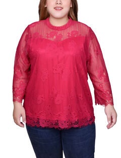 3/4 Sleeve Lace Blouse