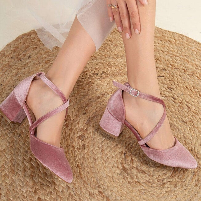 DOLLY - ROSE VELVET HEELS, ROSE / Pink, alternate image number 4