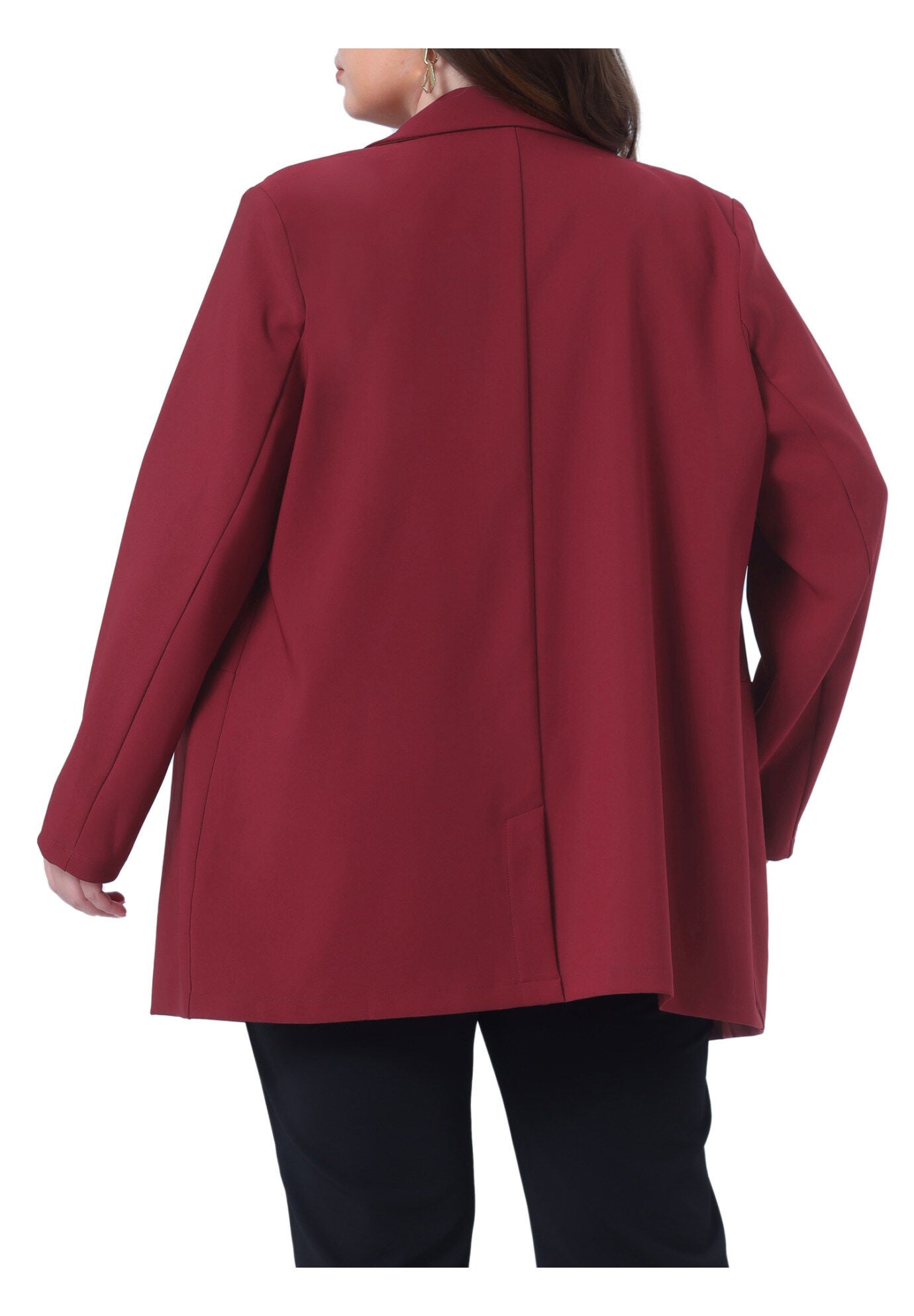 LAPEL BUTTON OFFICE WORK BLAZER, Burgundy / Burgundy, alternate image number 3