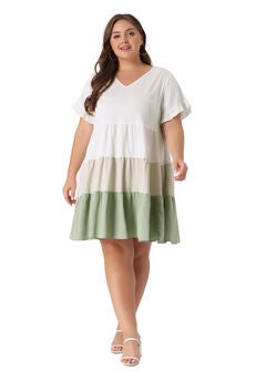 Babydoll Ruffle Short Sleeve Chambray Mini Dress