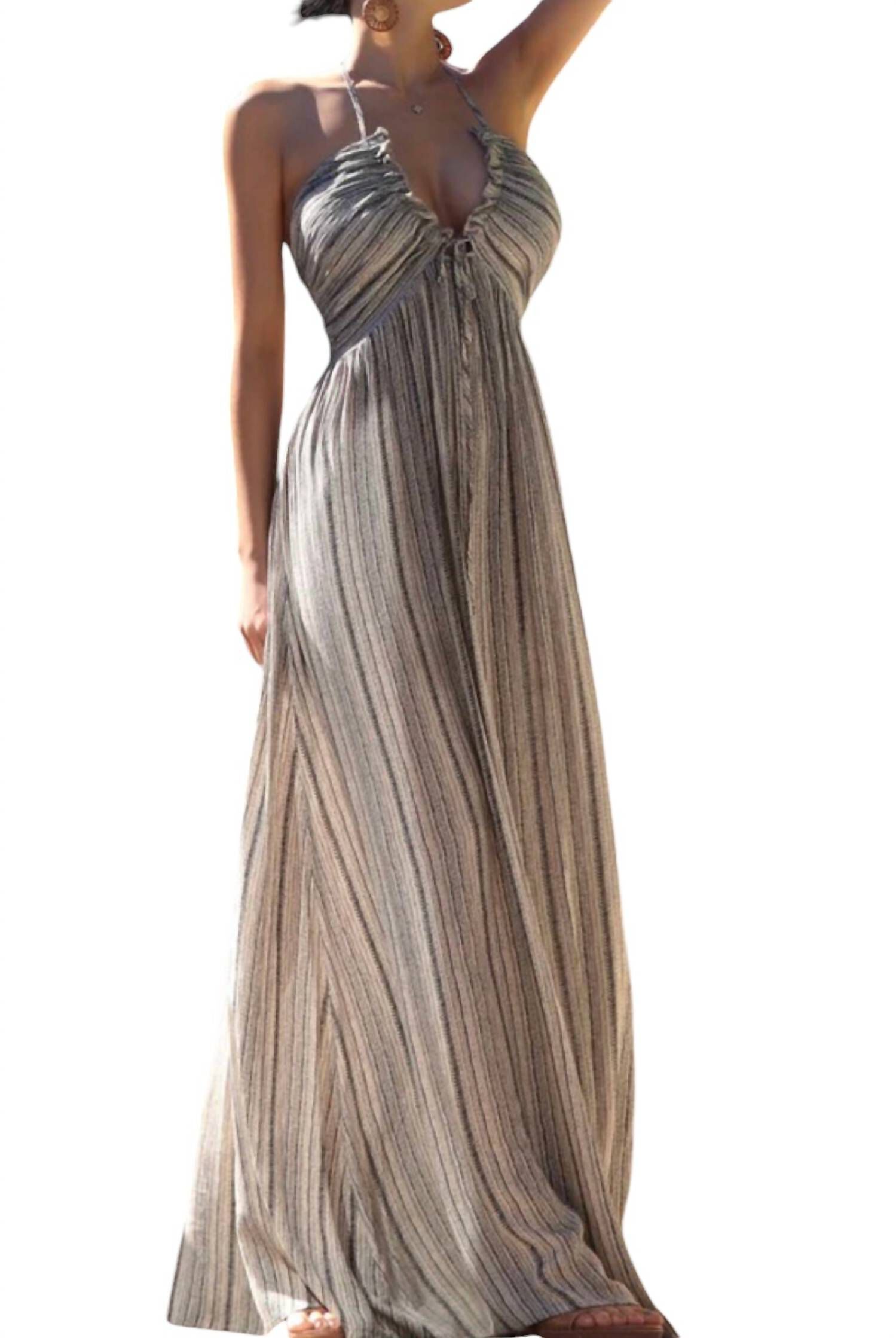 PRINTED V NECK MAXI WOVEN DRESS | Dia & Co