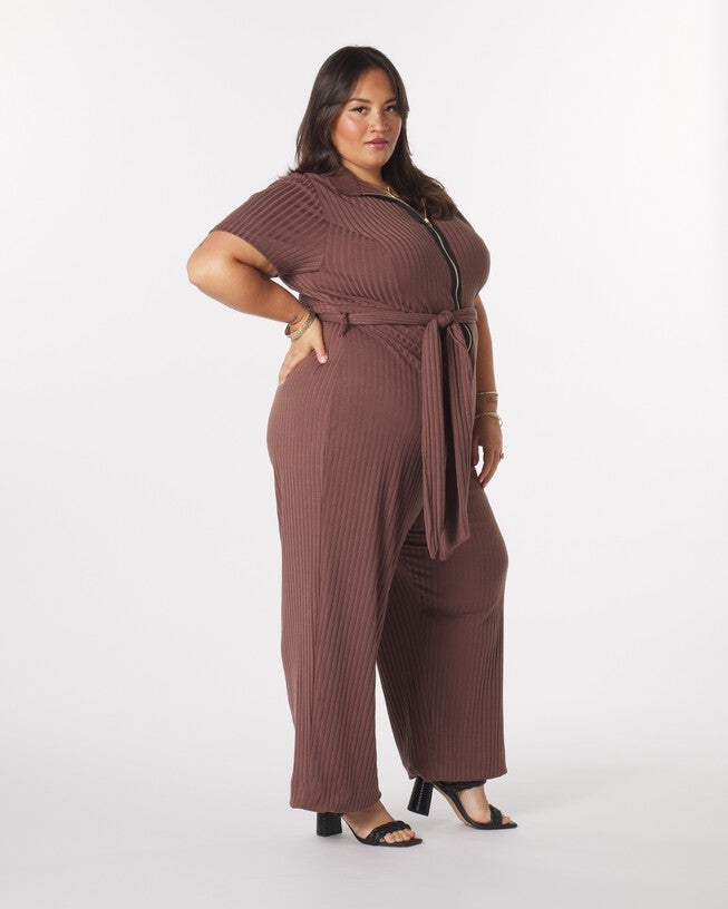 Lucia Belted Jumpsuit, Acorn / Brown, alternate image number 1