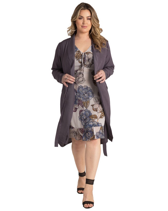 Plus Size Sunshine Lavender Longline Wrap Jacket, , alternate image number 7