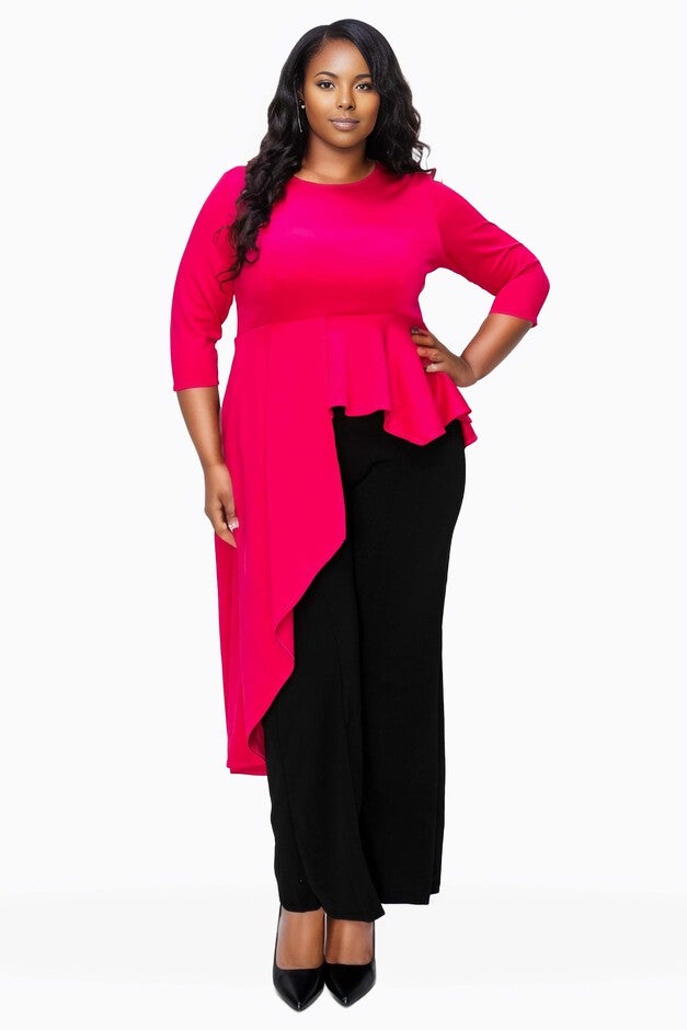 Sanctuary Asymmetrical Peplum Top, Fuchsia / Deep Fuchsia, hi-res image number 0