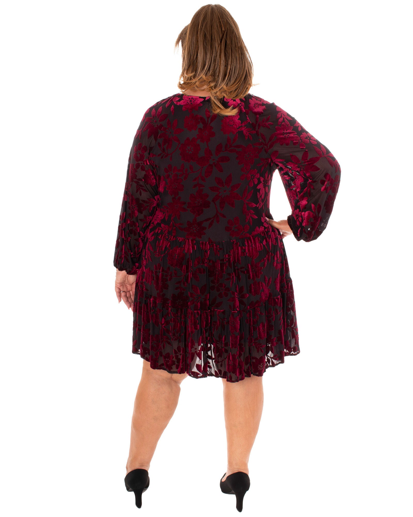 ICY VELVET BURNOUTSILKY DENIER FULLY LINED DRESS, , alternate image number 7
