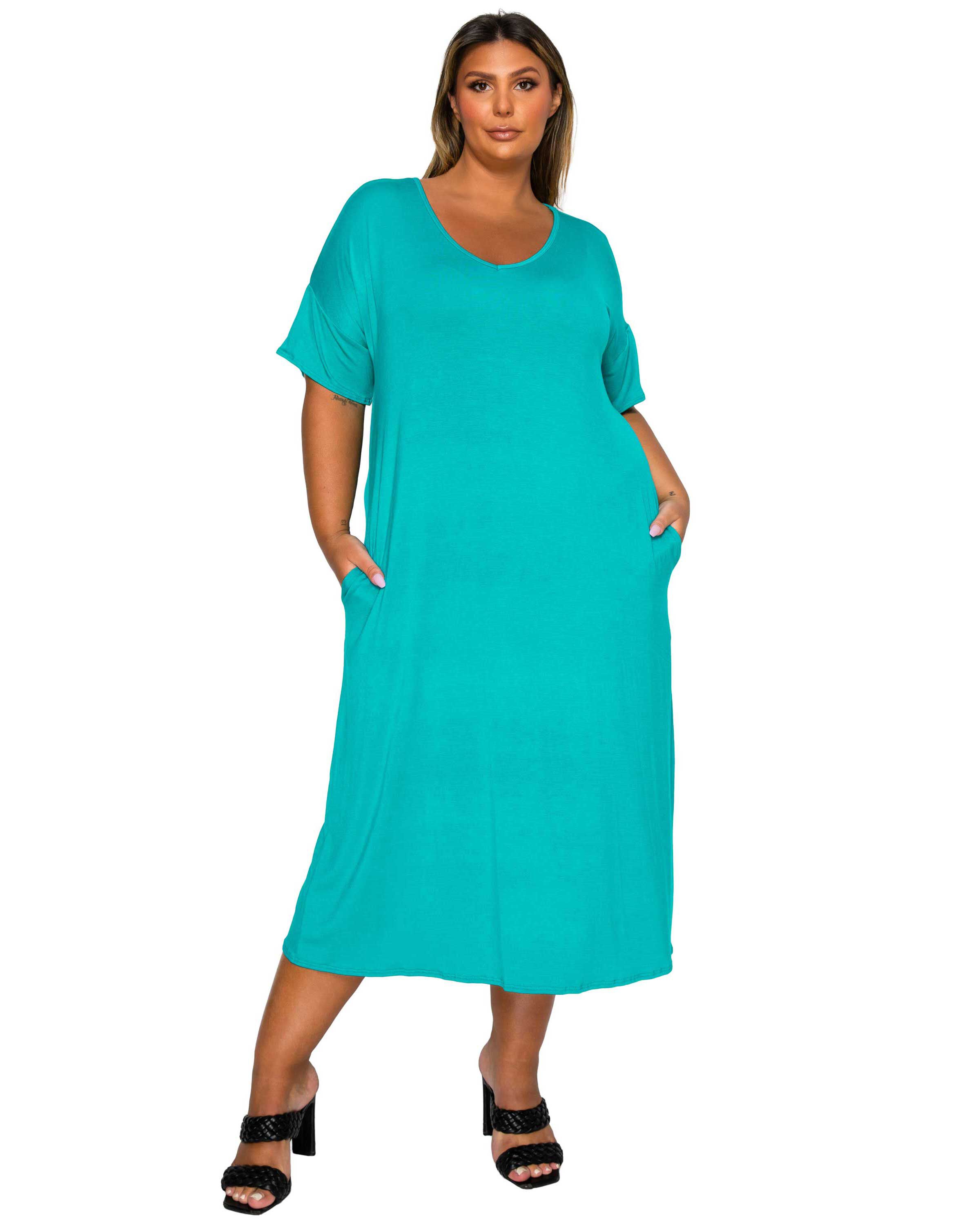 Olivia Pocket Midi Dress, Jade / Quetzal Green, hi-res image number 0