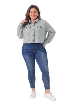 BUTTON DOWN LIGHTWEIGHT CROPPED SHIRT JACKET