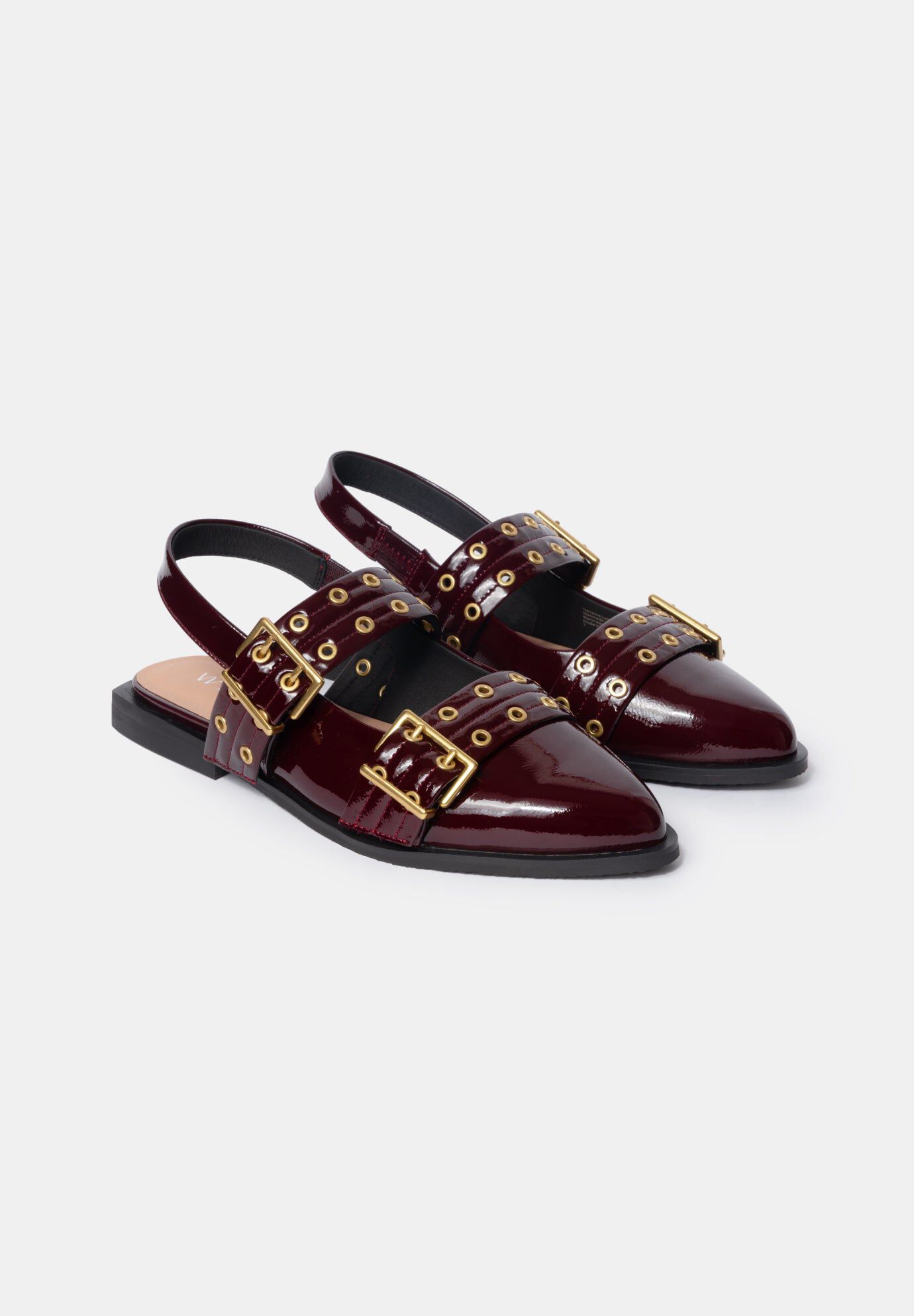 Blondie Pointy Toe Flat Slingback Mary Jane, Burgundy / Burgundy, alternate image number 1