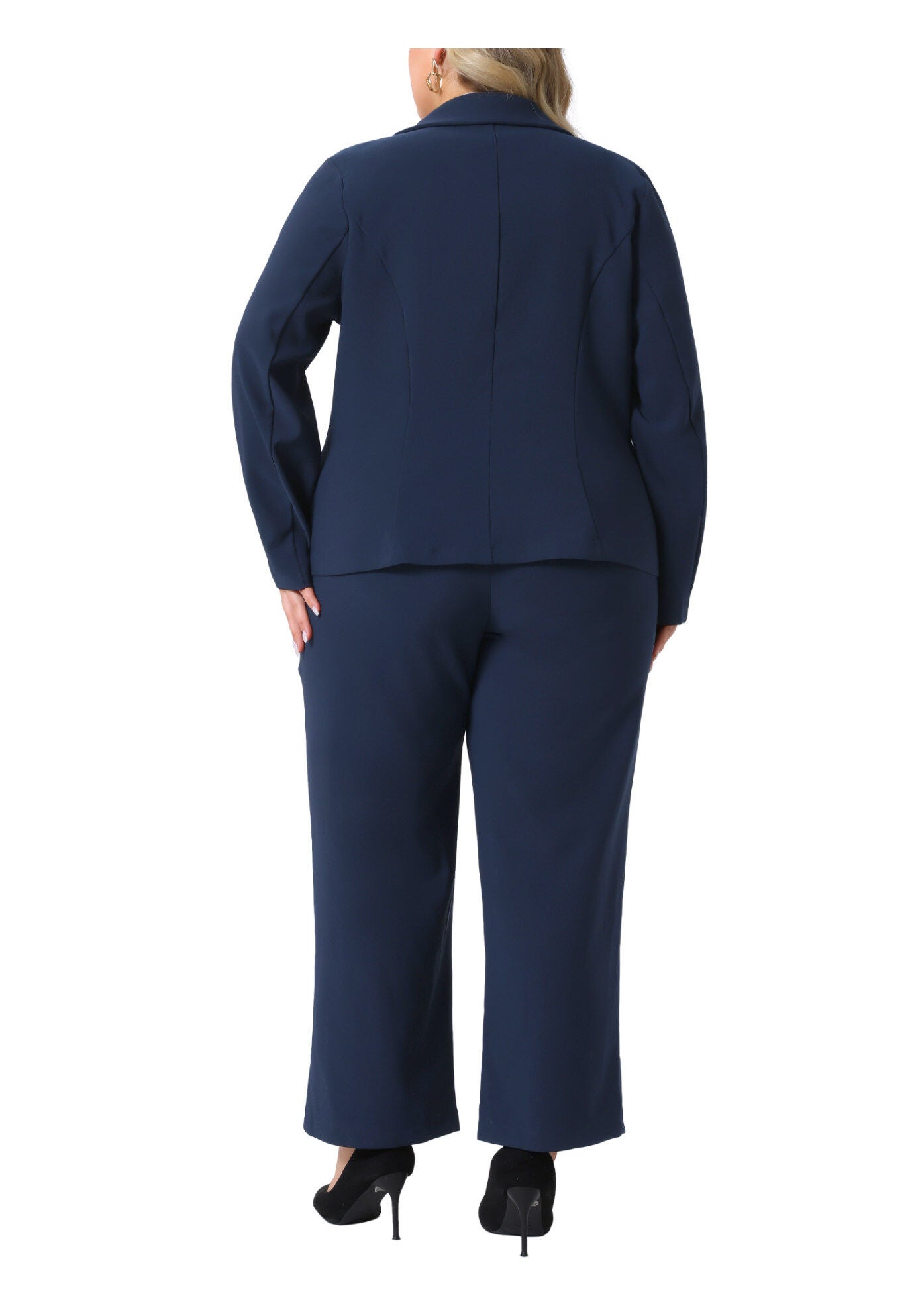 TWO PIECE BLAZER JACKET AND PANTS SUIT SET, Navy Blue / Navy, alternate image number 3