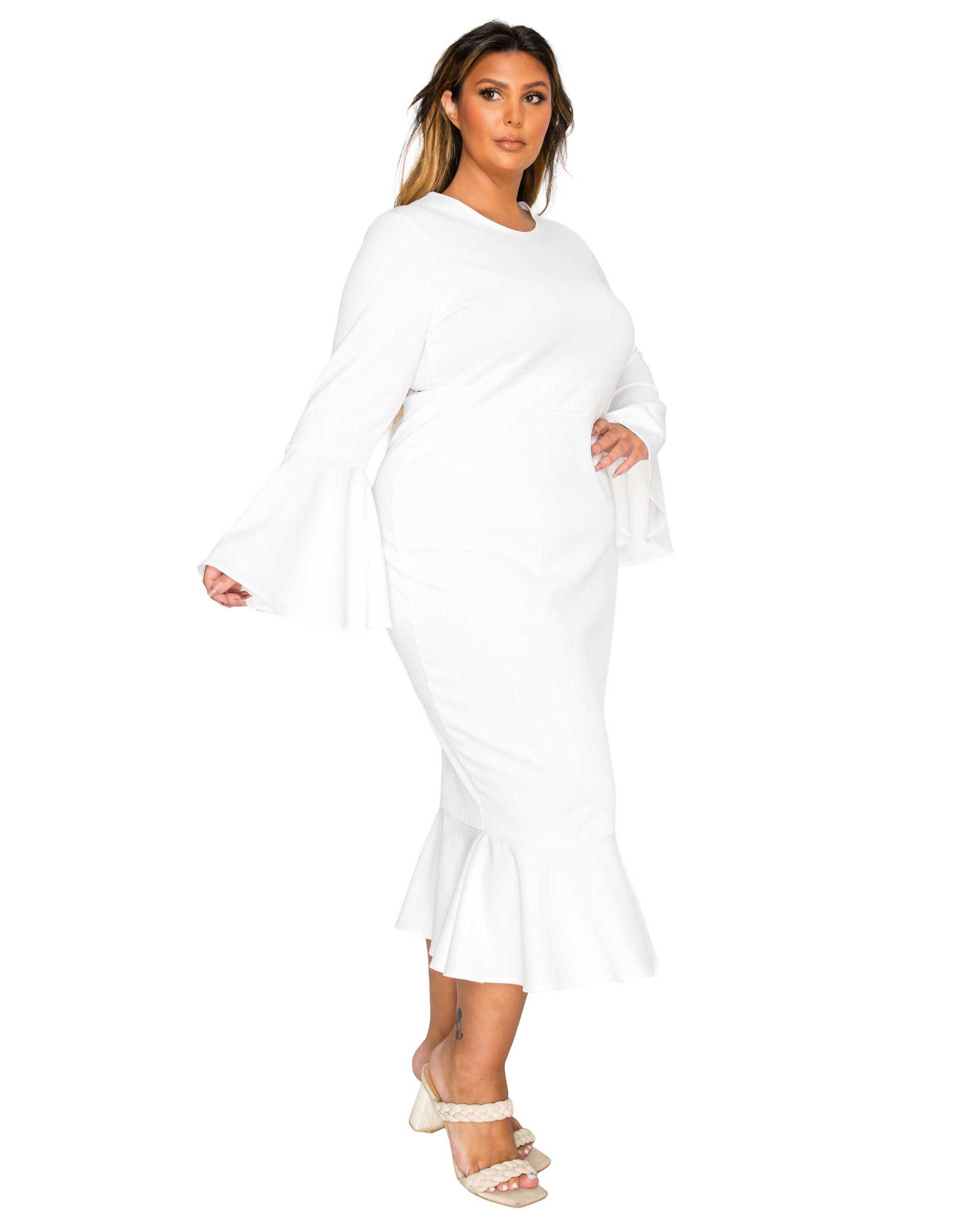 Sabrina Mermaid Hem Dress, Ivory / Ivory, alternate image number 1