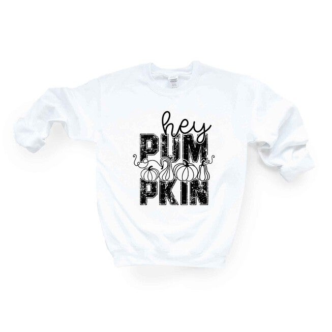 Hey Pumpkin Distressed Graphic Sweatshirt, White / White, hi-res image number null
