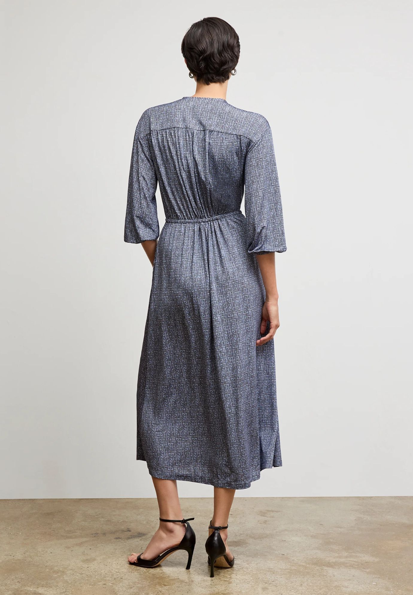 Hope Wrap Dress - Printed Jersey, Blueprint Sketch / Dusty Blue, alternate image number 1