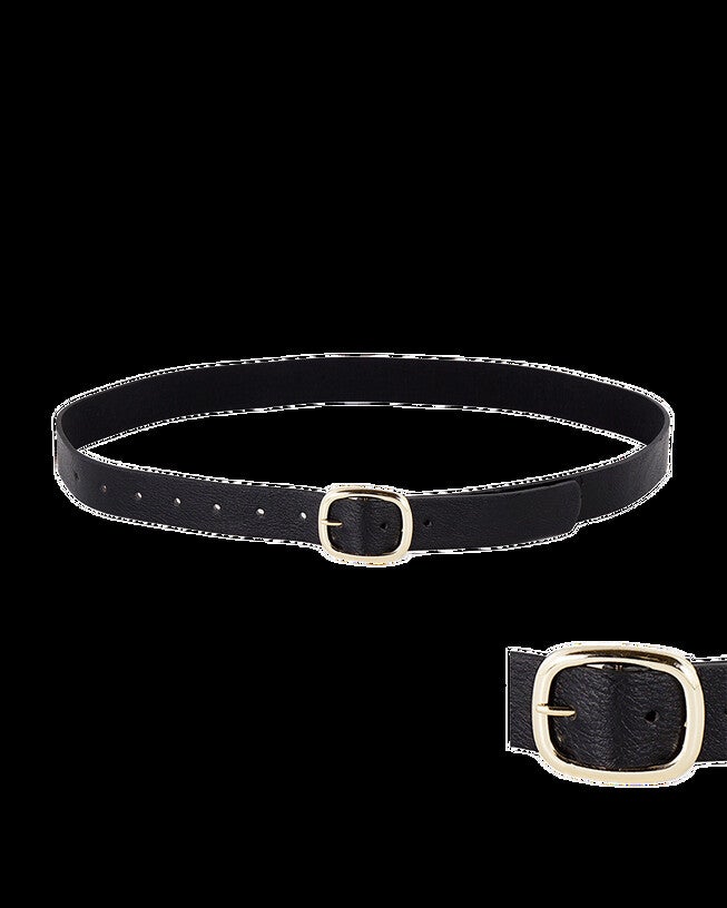 Round Square Buckle Belt Black, BLACK / Black, hi-res image number 0