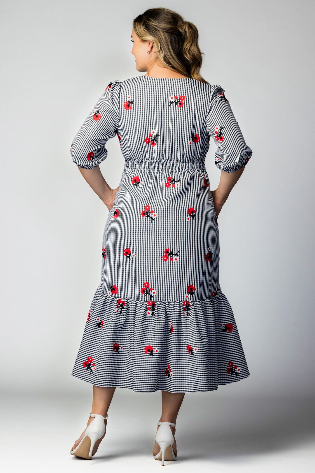 Bailey Square Neck Maxi Dress, Gingham  Florals / White, alternate image number 1