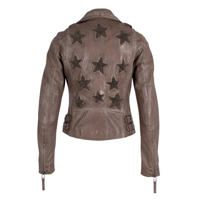 CHRISTY RF LEATHER JACKET, Taupe / Beige, alternate image number null